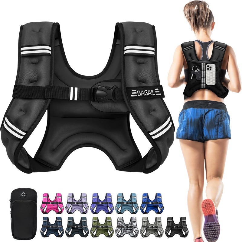 BAGAIL Comfort-Fit Weighted Vest for Running & Rucking - Boost Calorie Burn in Half the Time - Breathable, No-Chafe Design with Detachable Phone Pouch (Available 5-30lbs) - Image 1